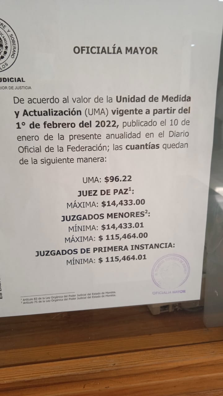 cuantia de morelos 2022