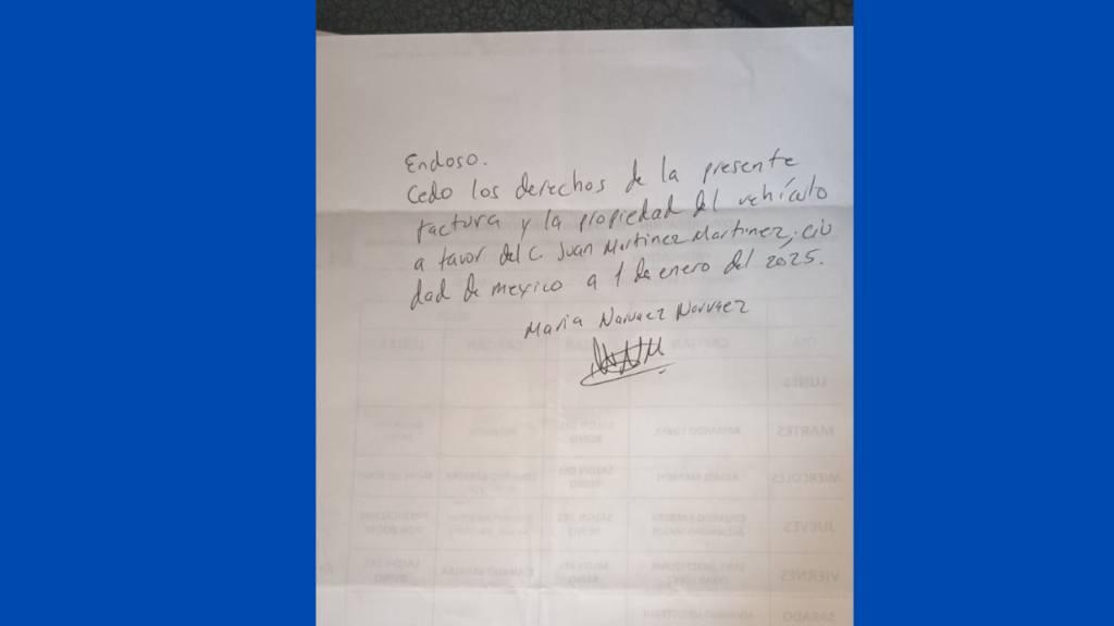 CEDO LOS DERECHOS EN FACTURA DE VEHÍCULO 2 cedo los derechos