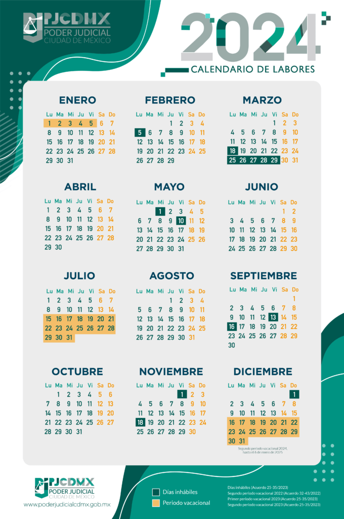 Calendario 2024 Poder Judicial Del Estado Amalie Claudelle