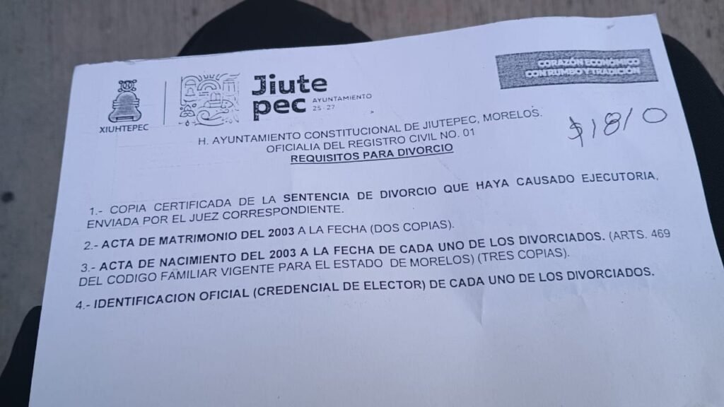 Gestoría de Anotación de Divorcio en Jiutepec, Morelos 1 Requisitos de divorcio en Jiutepec, Estado de Morelos